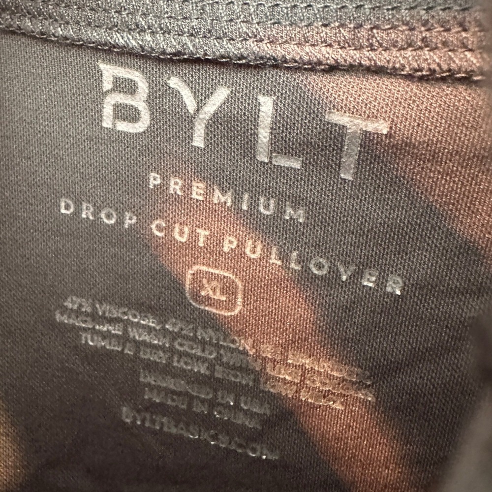 BYLT Hoodie Mens XL Drop Cut Pullover Grey Sweatshirt Raglan Performance Stretch - Picture 4 of 7